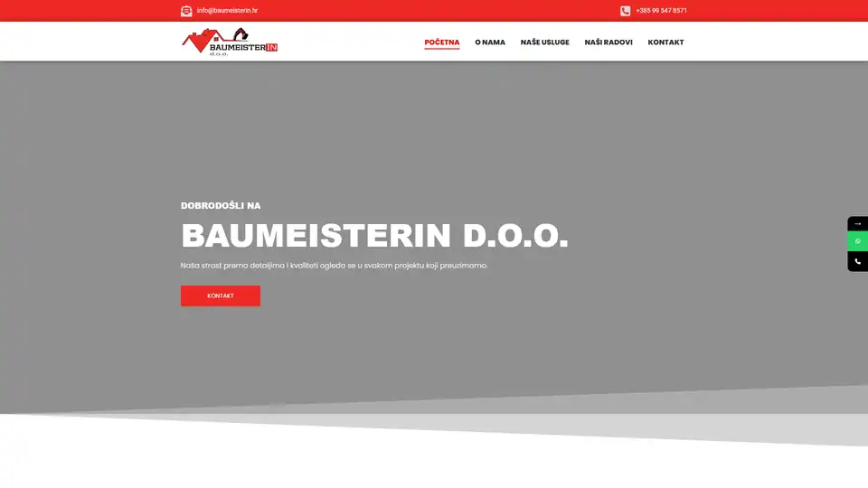 Screenshot web stranice Baumeisterin - baumeisterin.hr