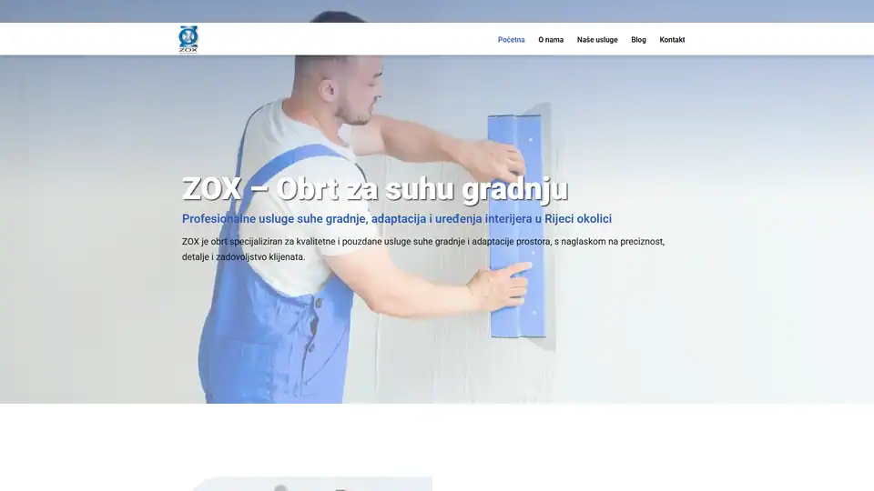 Screenshot web stranice Zox - zox.hr